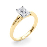 LUMEO Radiant Solitaire Diamond Engagement Ring Angle View in 18k Solid Yellow Gold 