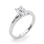 LUMEO Radiant Solitaire Diamond Engagement Ring Angle View in Platinum 
