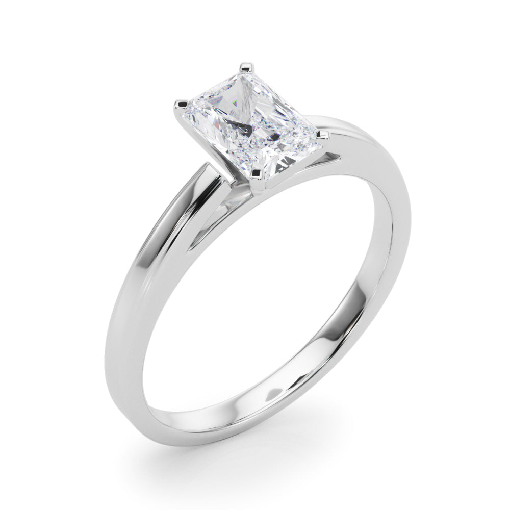 LUMEO Radiant Solitaire Diamond Engagement Ring Angle View in Platinum 