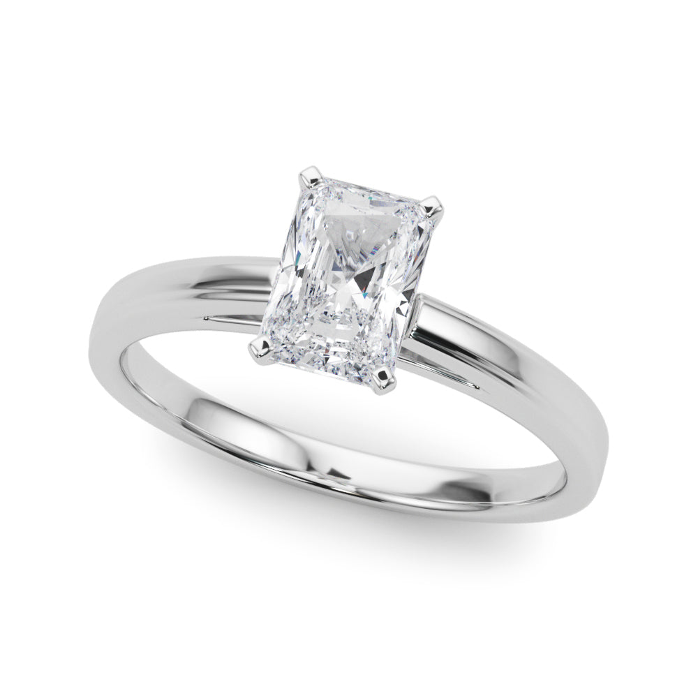 LUMEO Radiant Solitaire Diamond Engagement Ring Front View in Platinum 