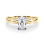 LUMEO Radiant Solitaire Diamond Engagement Ring Set in 18k Solid Yellow Gold 