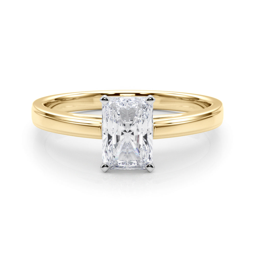 LUMEO Radiant Solitaire Diamond Engagement Ring Set in 18k Solid Yellow Gold 