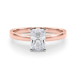 LUMEO Radiant Solitaire Diamond Engagement Ring Set in 18k Solid Rose Gold 