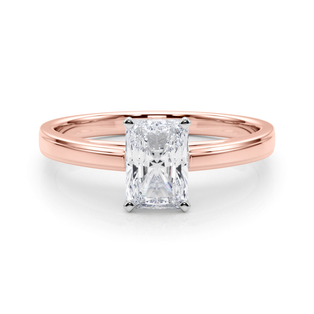 LUMEO Radiant Solitaire Diamond Engagement Ring Set in 18k Solid Rose Gold 