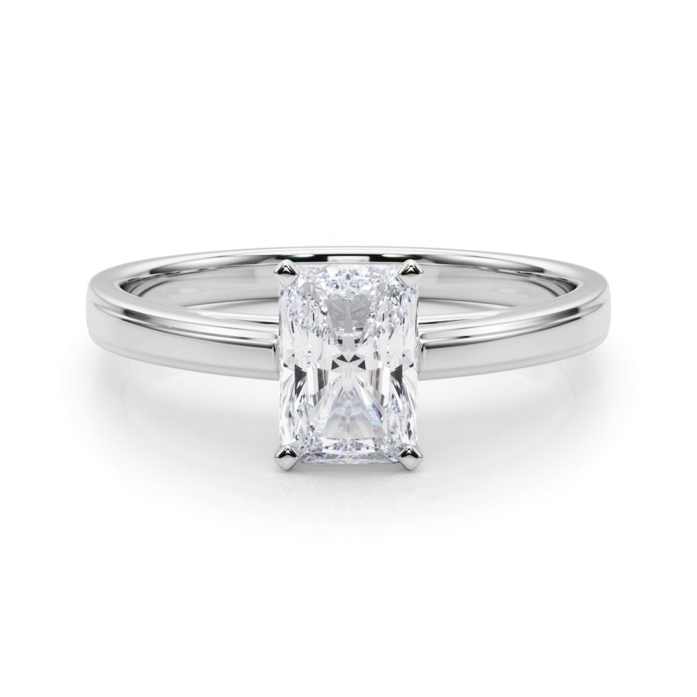 LUMEO Radiant Solitaire Diamond Engagement Ring Set in Platinum 