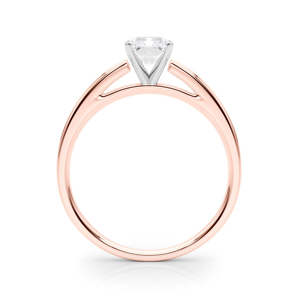 LUMEO Radiant Solitaire Diamond Engagement Ring Side View in 18k Solid Rose Gold 