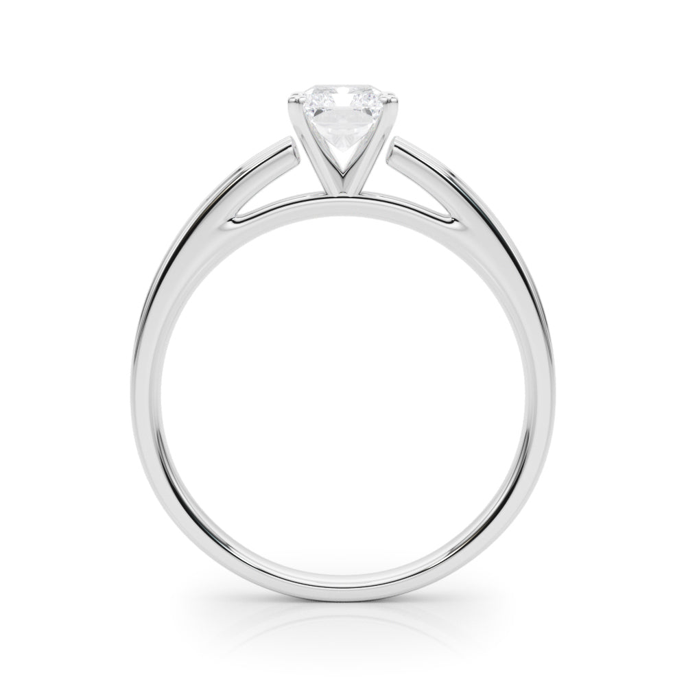LUMEO Radiant Solitaire Diamond Engagement Ring Side View in Platinum 