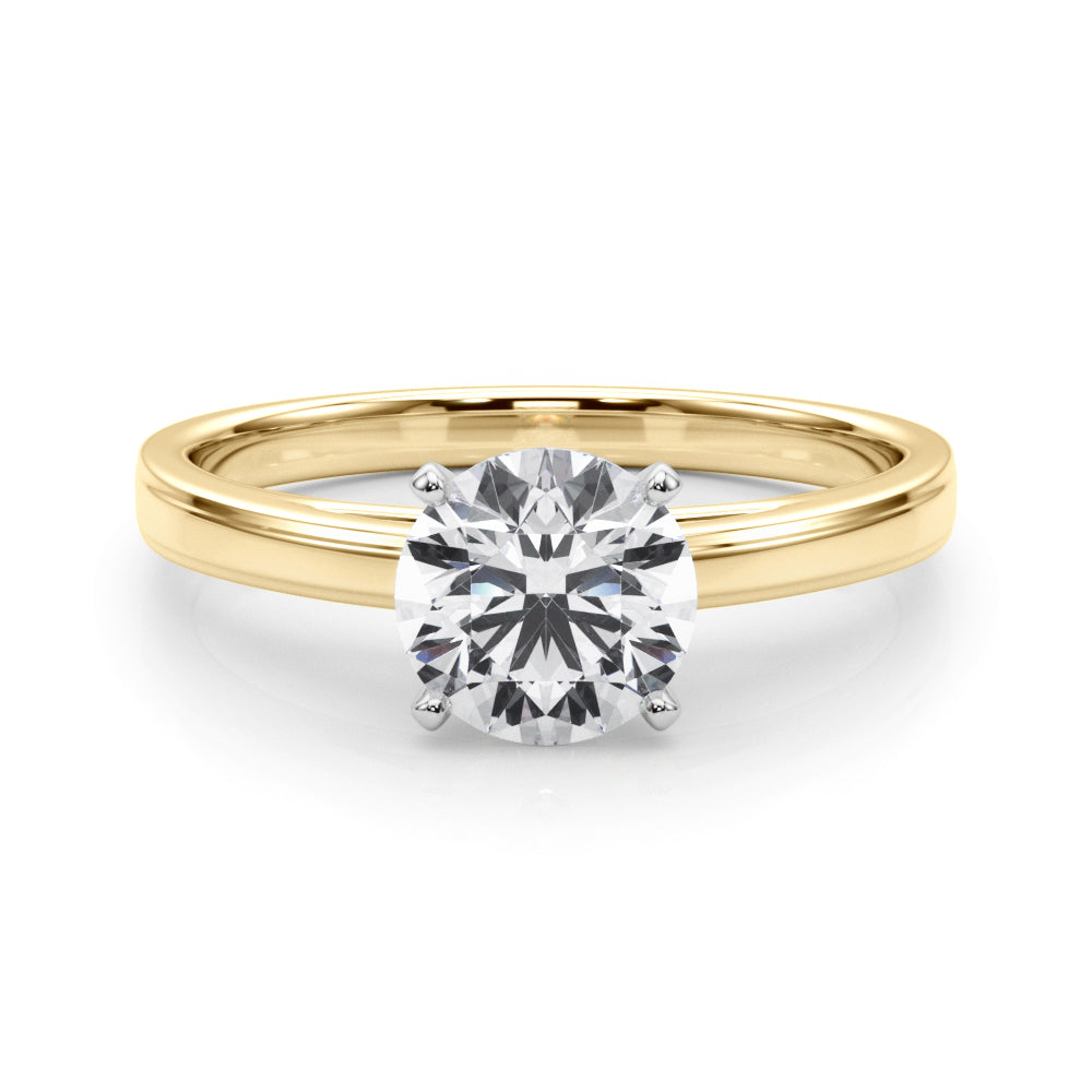 LUMEO Round Solitaire Diamond Engagement Ring Set in 18k Solid Yellow Gold 
