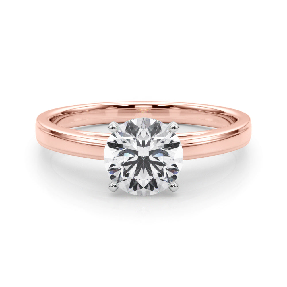 LUMEO Round Solitaire Diamond Engagement Ring Set in 18k Solid Rose Gold 