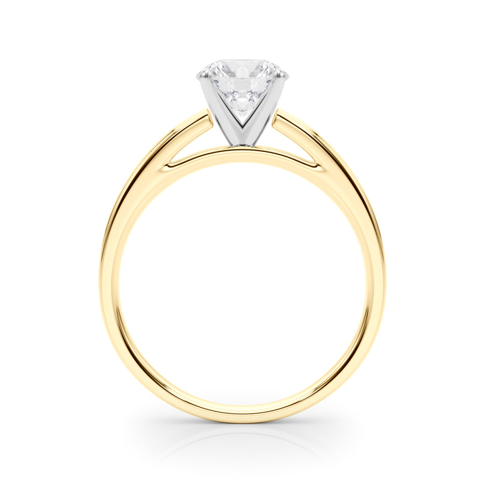 LUMEO Round Solitaire Diamond Engagement Ring Side View in 18k Solid Yellow Gold 