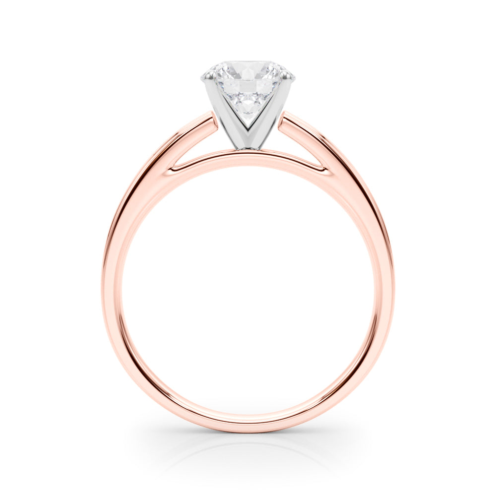 LUMEO Round Solitaire Diamond Engagement Ring Side View in 18k Solid Rose Gold 