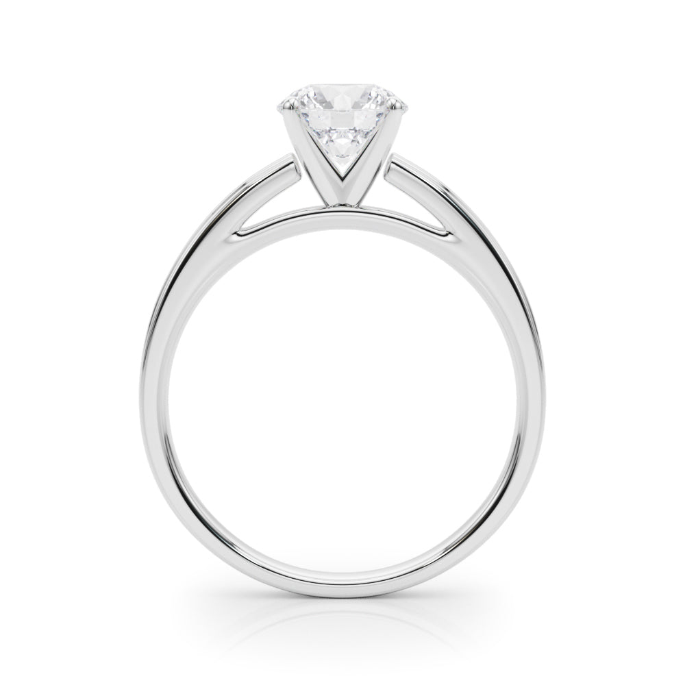 LUMEO Round Solitaire Diamond Engagement Ring Side View in Platinum 