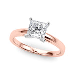 LUMEO Princess Solitaire Diamond Engagement Ring Front View in 18k Solid Rose Gold 