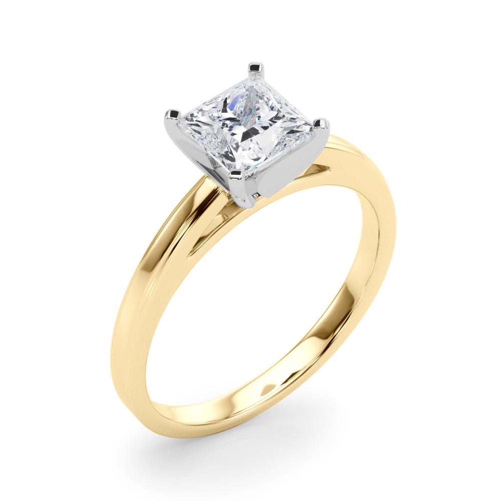 LUMEO Princess Solitaire Diamond Engagement Ring Angle View in 18k Solid Yellow Gold 