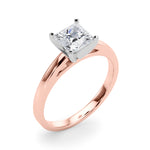 LUMEO Princess Solitaire Diamond Engagement Ring Angle View in 18k Solid Rose Gold 