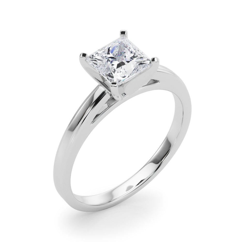LUMEO Princess Solitaire Diamond Engagement Ring Angle View in Platinum 