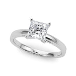 LUMEO Princess Solitaire Diamond Engagement Ring Front View in Platinum 