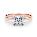LUMEO Princess Solitaire Diamond Engagement Ring Set in 18k Solid Rose Gold 