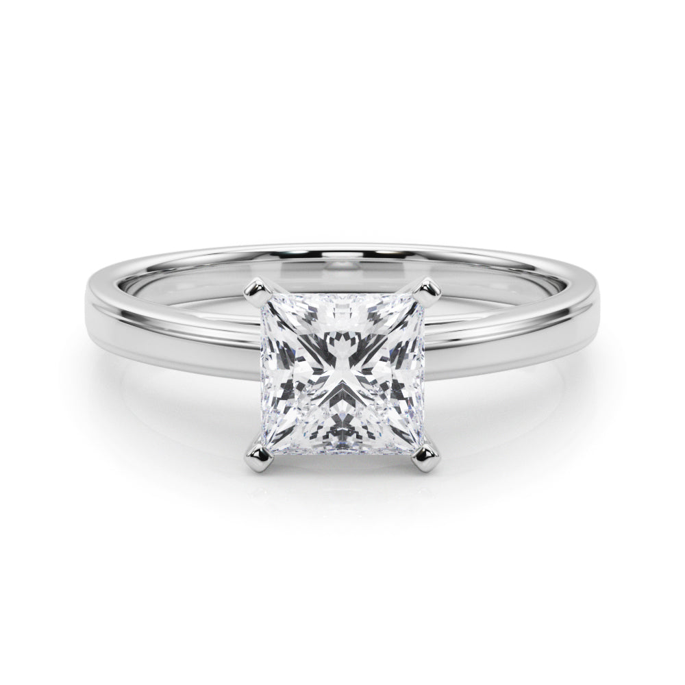 LUMEO Princess Solitaire Diamond Engagement Ring Set in Platinum 