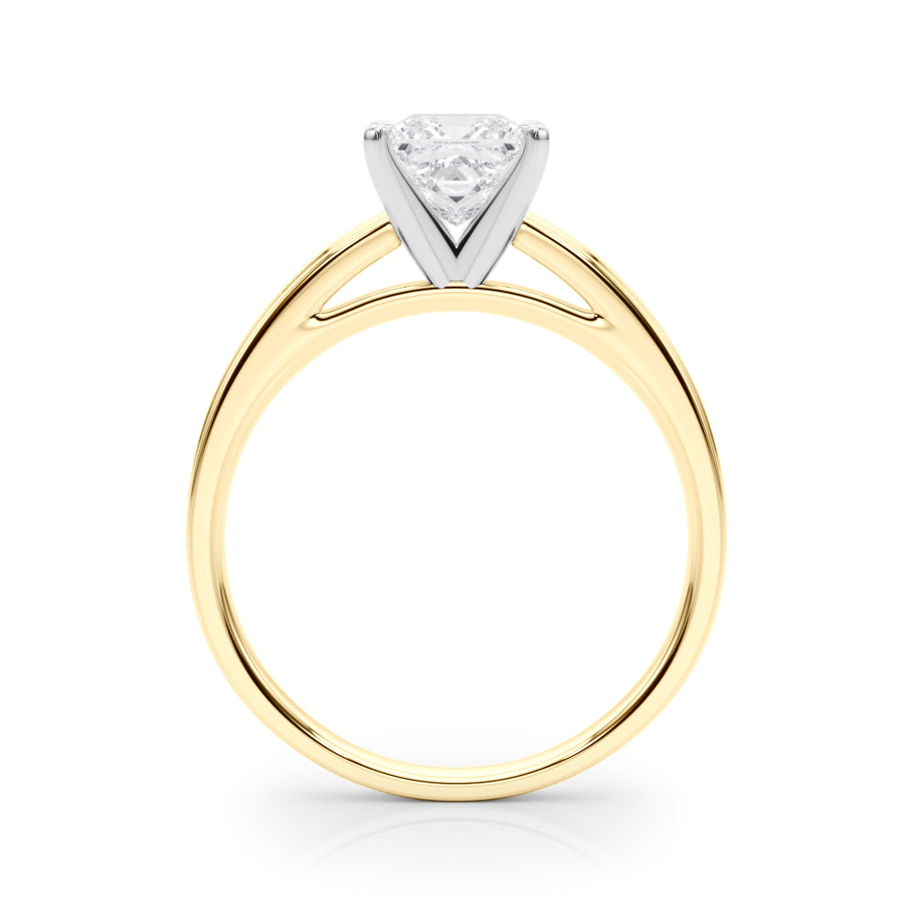 LUMEO Princess Solitaire Diamond Engagement Ring Side View in 18k Solid Yellow Gold 