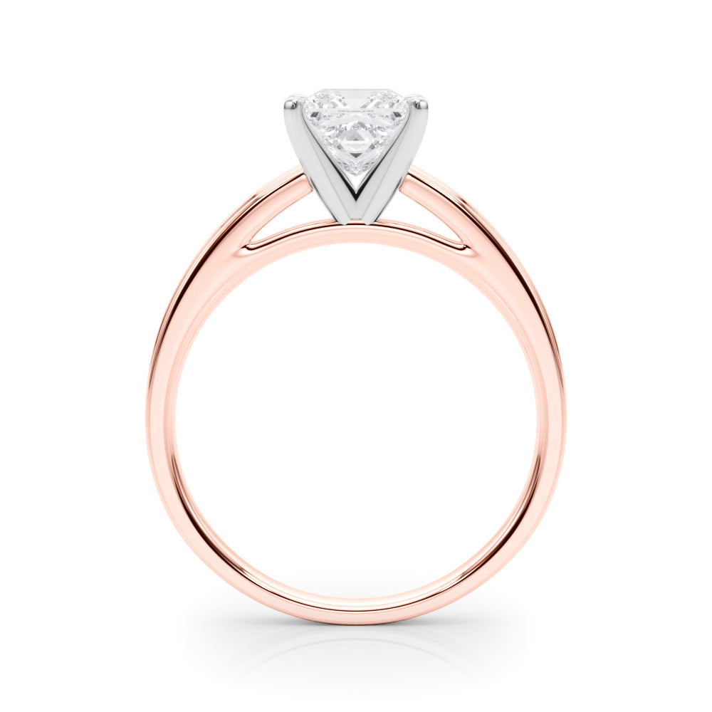 LUMEO Princess Solitaire Diamond Engagement Ring Side View in 18k Solid Rose Gold 