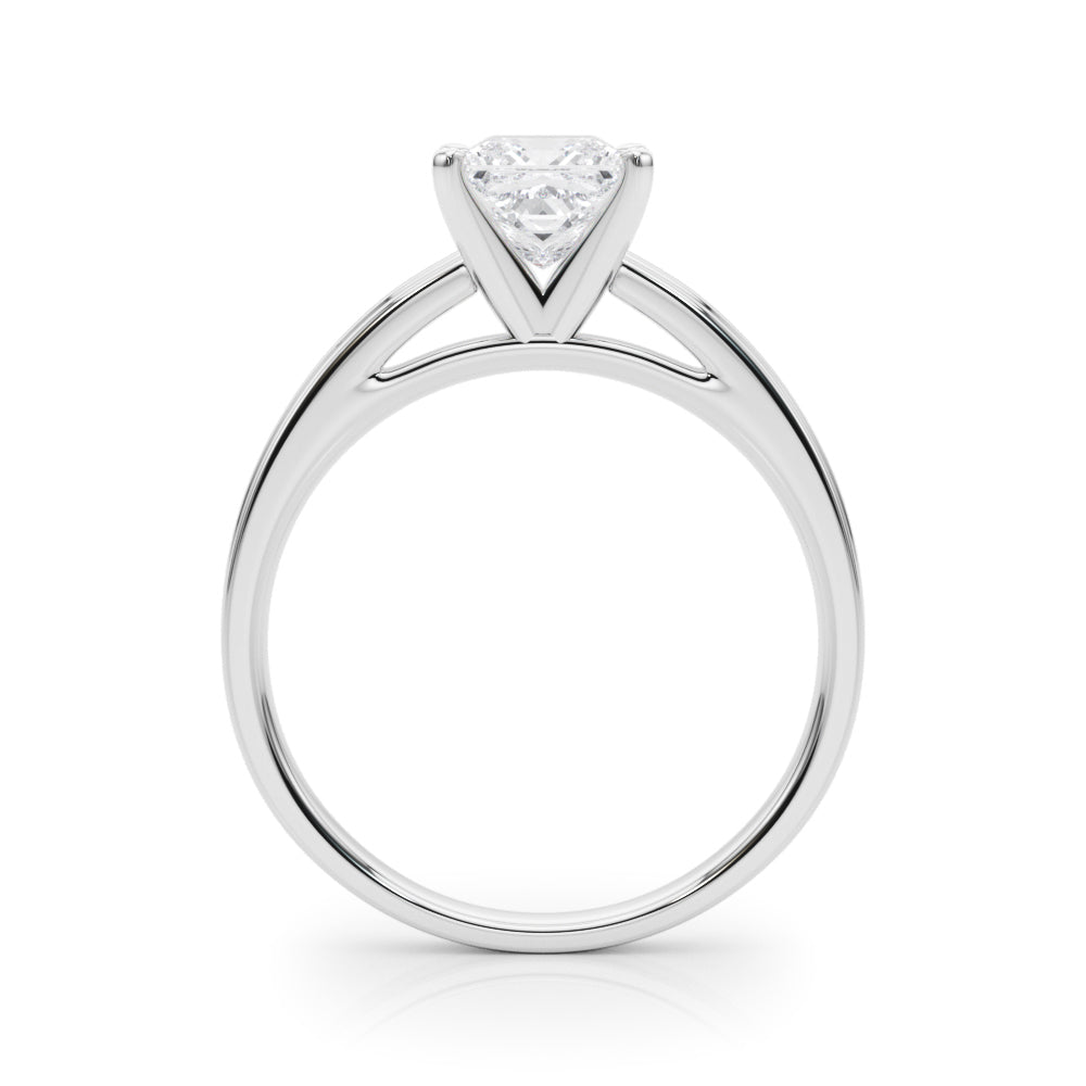 LUMEO Princess Solitaire Diamond Engagement Ring Side View in Platinum 