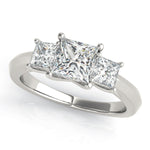 LUMEO Princess Three Stone Diamond Engagement Ring Front View in Platinum 
