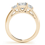 LUMEO Princess Three Stone Diamond Engagement Ring Side View in 18k Solid Yellow Gold 