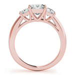 LUMEO Princess Three Stone Diamond Engagement Ring Side View in 18k Solid Rose Gold 