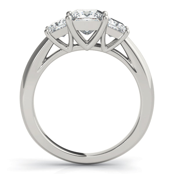 LUMEO Princess Three Stone Diamond Engagement Ring Side View in Platinum 