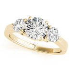 LUMEO Round Three Stone Diamond Engagement Ring Front View in 18k Solid Yellow Gold 