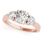 LUMEO Round Three Stone Diamond Engagement Ring Front View in 18k Solid Rose Gold 