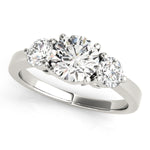 LUMEO Round Three Stone Diamond Engagement Ring Front View in Platinum 