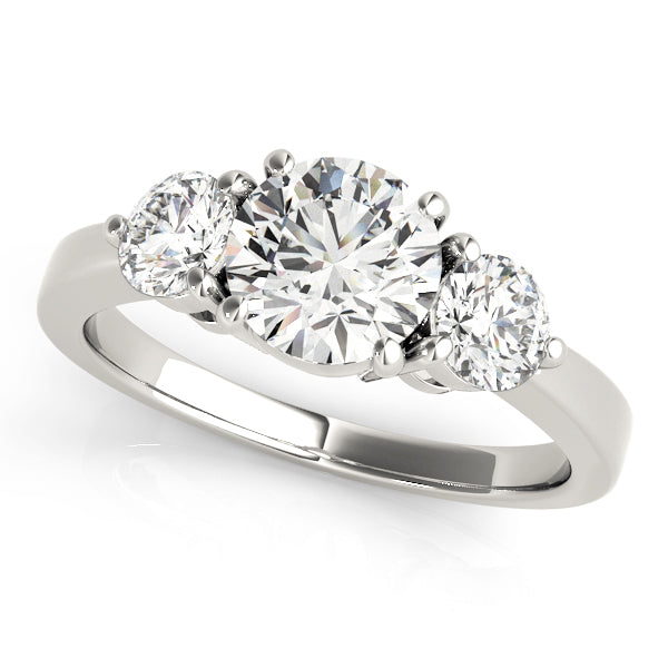 LUMEO Round Three Stone Diamond Engagement Ring Front View in Platinum 