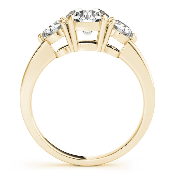 LUMEO Round Three Stone Diamond Engagement Ring Side View in 18k Solid Yellow Gold 