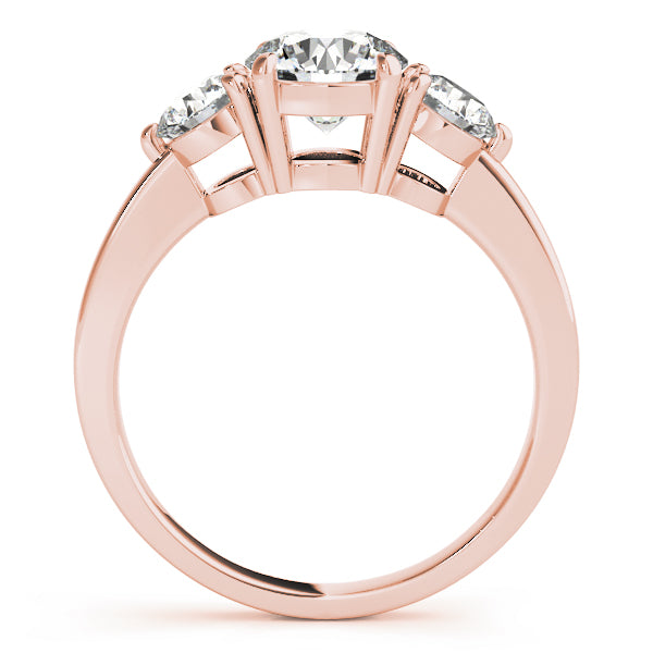 LUMEO Round Three Stone Diamond Engagement Ring Side View in 18k Solid Rose Gold 