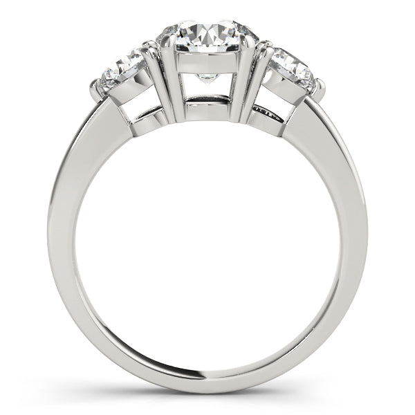 LUMEO Round Three Stone Diamond Engagement Ring Side View in Platinum 