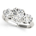 LUMEO Round Three Stone Diamond Engagement Ring Front View in Platinum 