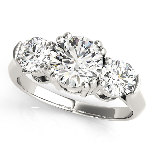 LUMEO Round Three Stone Diamond Engagement Ring Front View in Platinum 