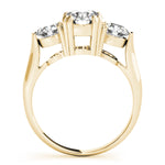 LUMEO Round Three Stone Diamond Engagement Ring Side View in 18k Solid Yellow Gold 