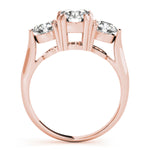 LUMEO Round Three Stone Diamond Engagement Ring Side View in 18k Solid Rose Gold 
