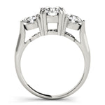 LUMEO Round Three Stone Diamond Engagement Ring Side View in Platinum 