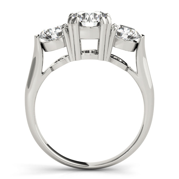 LUMEO Round Three Stone Diamond Engagement Ring Side View in Platinum 