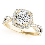 LUMEO Round Halo Diamond Engagement Ring Front View in 18k Solid Yellow Gold 