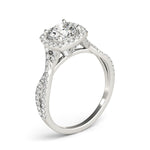 LUMEO Round Halo Diamond Engagement Ring Angle View in Platinum 