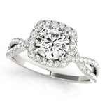 LUMEO Round Halo Diamond Engagement Ring Front View in Platinum 