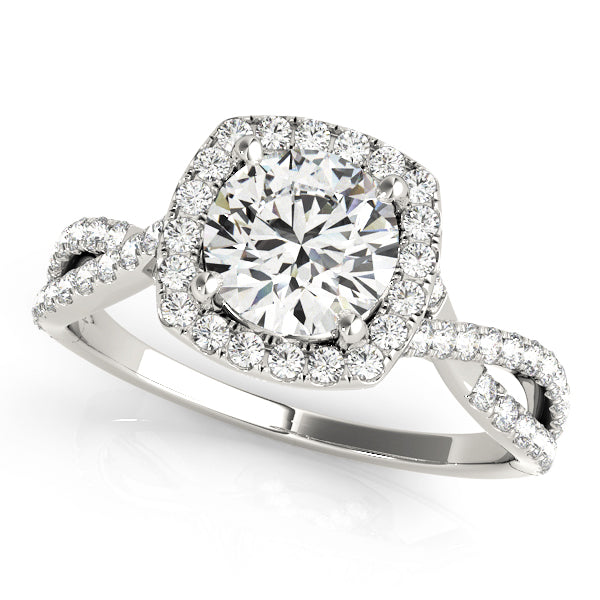 LUMEO Round Halo Diamond Engagement Ring Front View in Platinum 