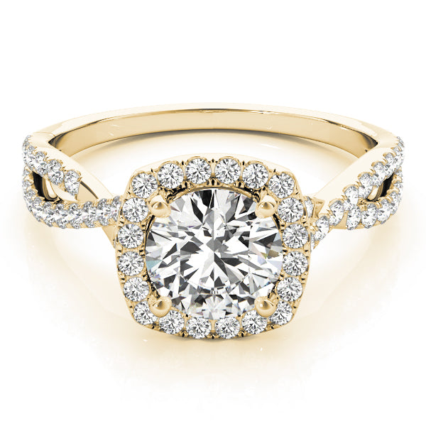 LUMEO Round Halo Diamond Engagement Ring Set in 18k Solid Yellow Gold 