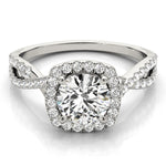 LUMEO Round Halo Diamond Engagement Ring Set in Platinum 
