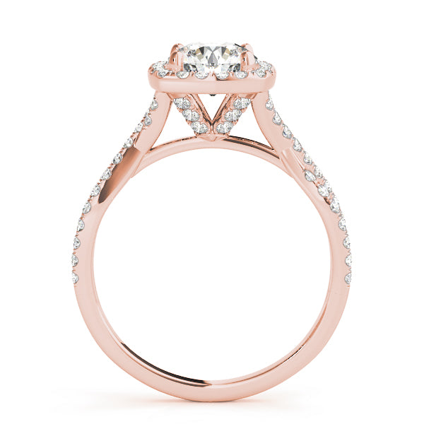 LUMEO Round Halo Diamond Engagement Ring Side View in 18k Solid Rose Gold 